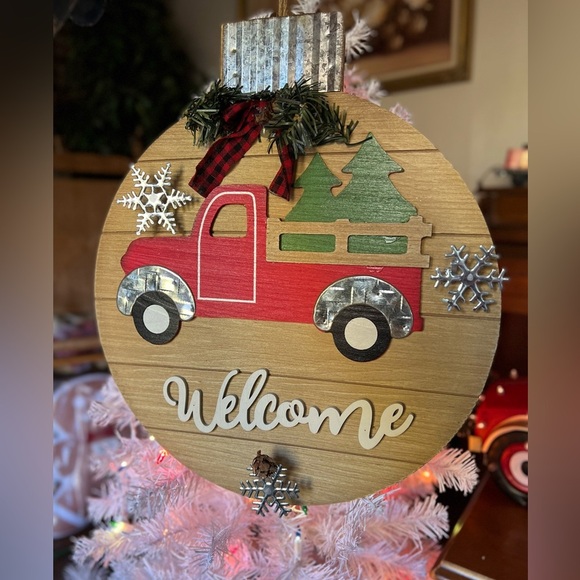 ❤️Rare Vintage Solid Wood Large
Red Truck Welcome Wall Decor‼️FINAL SALE - Picture 2 of 5